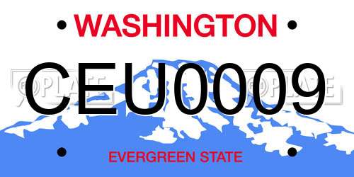 CEU0009 Washington License Plate