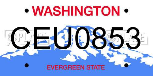 CEU0853 Washington License Plate