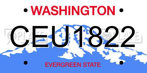 CEU1822 Washington License Plate