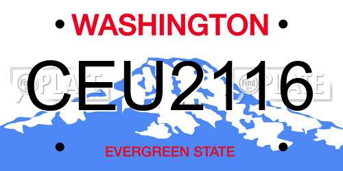 CEU2116 Washington License Plate