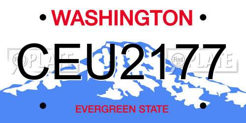 CEU2177 Washington License Plate
