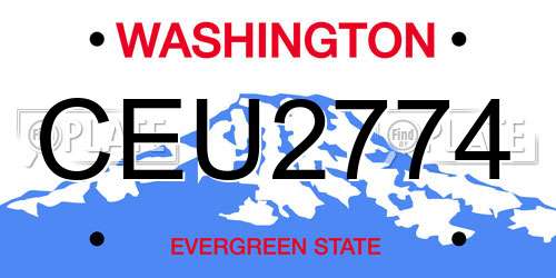 CEU2774 Washington License Plate