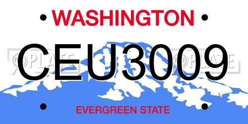 CEU3009 Washington License Plate