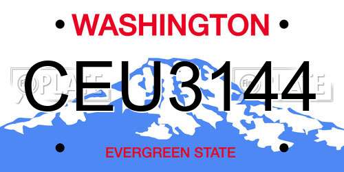 CEU3144 Washington License Plate