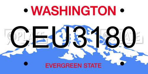 CEU3180 Washington License Plate