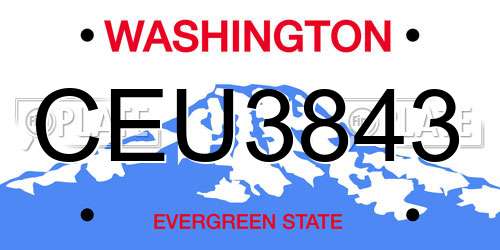 CEU3843 Washington License Plate