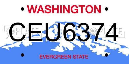 CEU6374 Washington License Plate