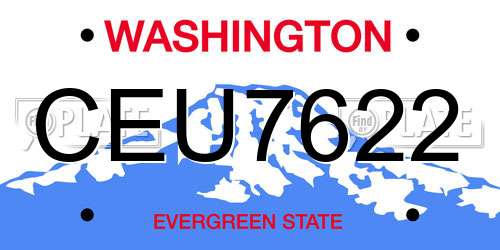 CEU7622 Washington License Plate