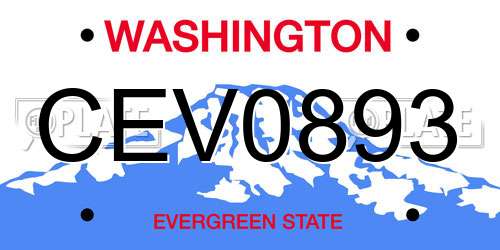 CEV0893 Washington License Plate