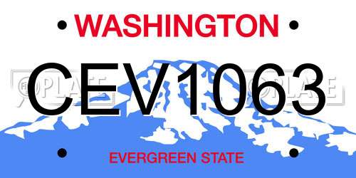 CEV1063 Washington License Plate