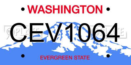 CEV1064 Washington License Plate