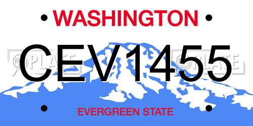 CEV1455 Washington License Plate