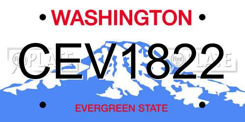 CEV1822 Washington License Plate