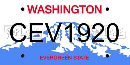 CEV1920 Washington License Plate