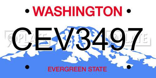 CEV3497 Washington License Plate