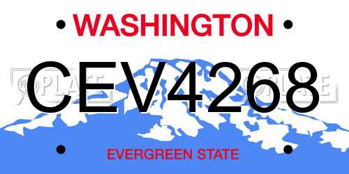 CEV4268 Washington License Plate