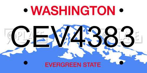 CEV4383 Washington License Plate
