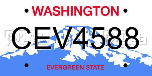 CEV4588 Washington License Plate