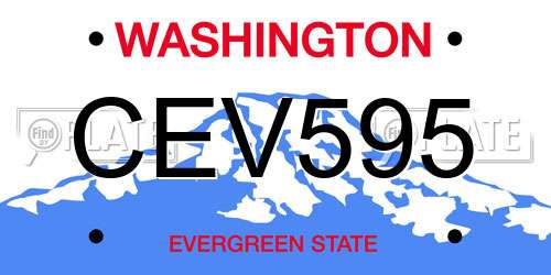 CEV595 Washington License Plate