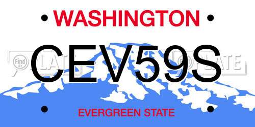 CEV59S Washington License Plate