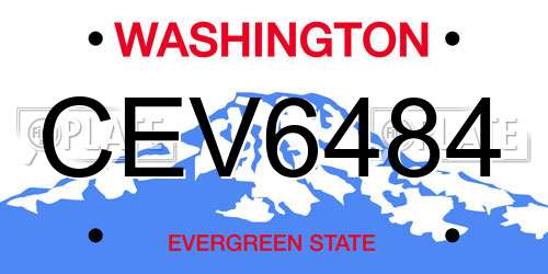 CEV6484 Washington License Plate