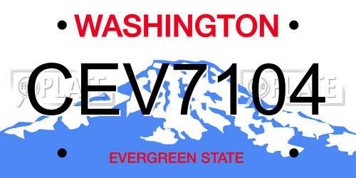 CEV7104 Washington License Plate