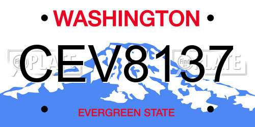 CEV8137 Washington License Plate