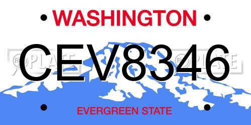CEV8346 Washington License Plate