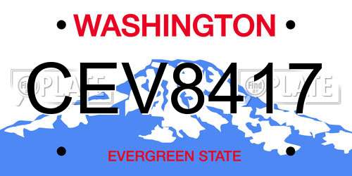 CEV8417 Washington License Plate