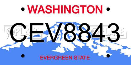 CEV8843 Washington License Plate