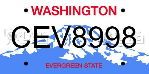 CEV8998 Washington License Plate