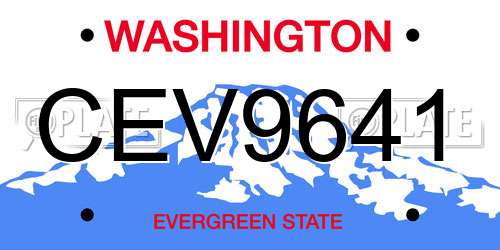 CEV9641 Washington License Plate