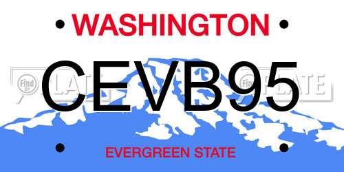 CEVB95 Washington License Plate