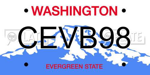 CEVB98 Washington License Plate