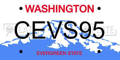 CEVS95 Washington License Plate