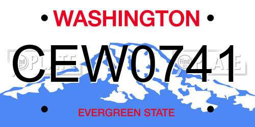 CEW0741 Washington License Plate