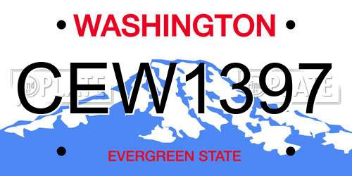 CEW1397 Washington License Plate