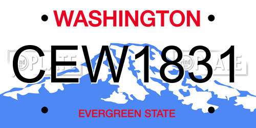 CEW1831 Washington License Plate