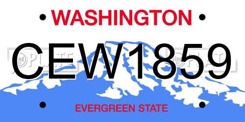 CEW1859 Washington License Plate