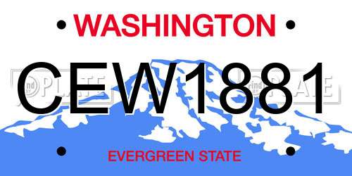 CEW1881 Washington License Plate
