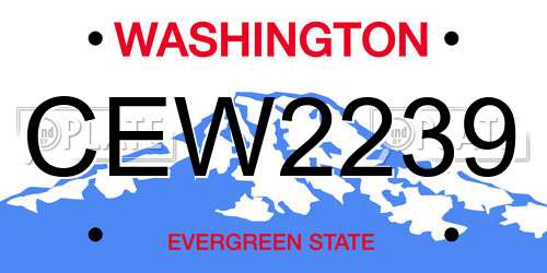 CEW2239 Washington License Plate