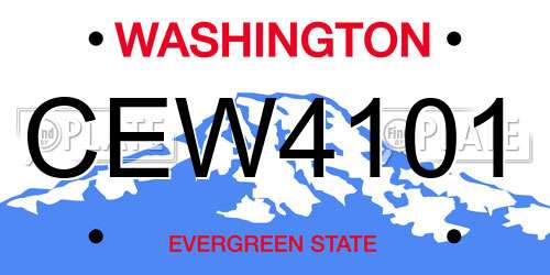 CEW4101 Washington License Plate