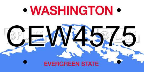 CEW4575 Washington License Plate