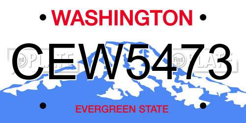 CEW5473 Washington License Plate