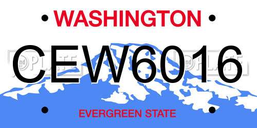 CEW6016 Washington License Plate