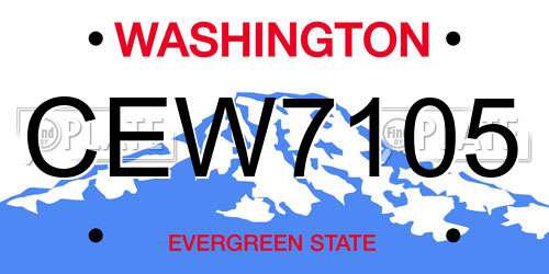 CEW7105 Washington License Plate