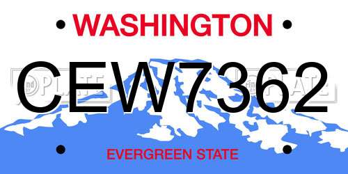 CEW7362 Washington License Plate