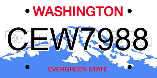 CEW7988 Washington License Plate