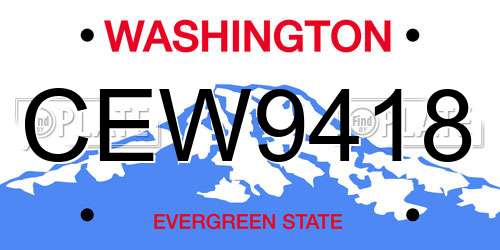 CEW9418 Washington License Plate