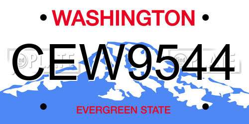 CEW9544 Washington License Plate